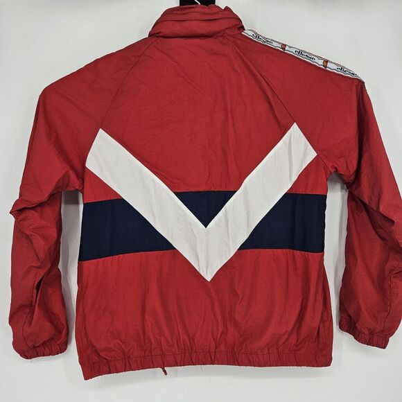 Ellesse Track Jacket Mens Large Nylon Red Navy Blue White Hooded HAS FLAWS - Picture 7 of 14